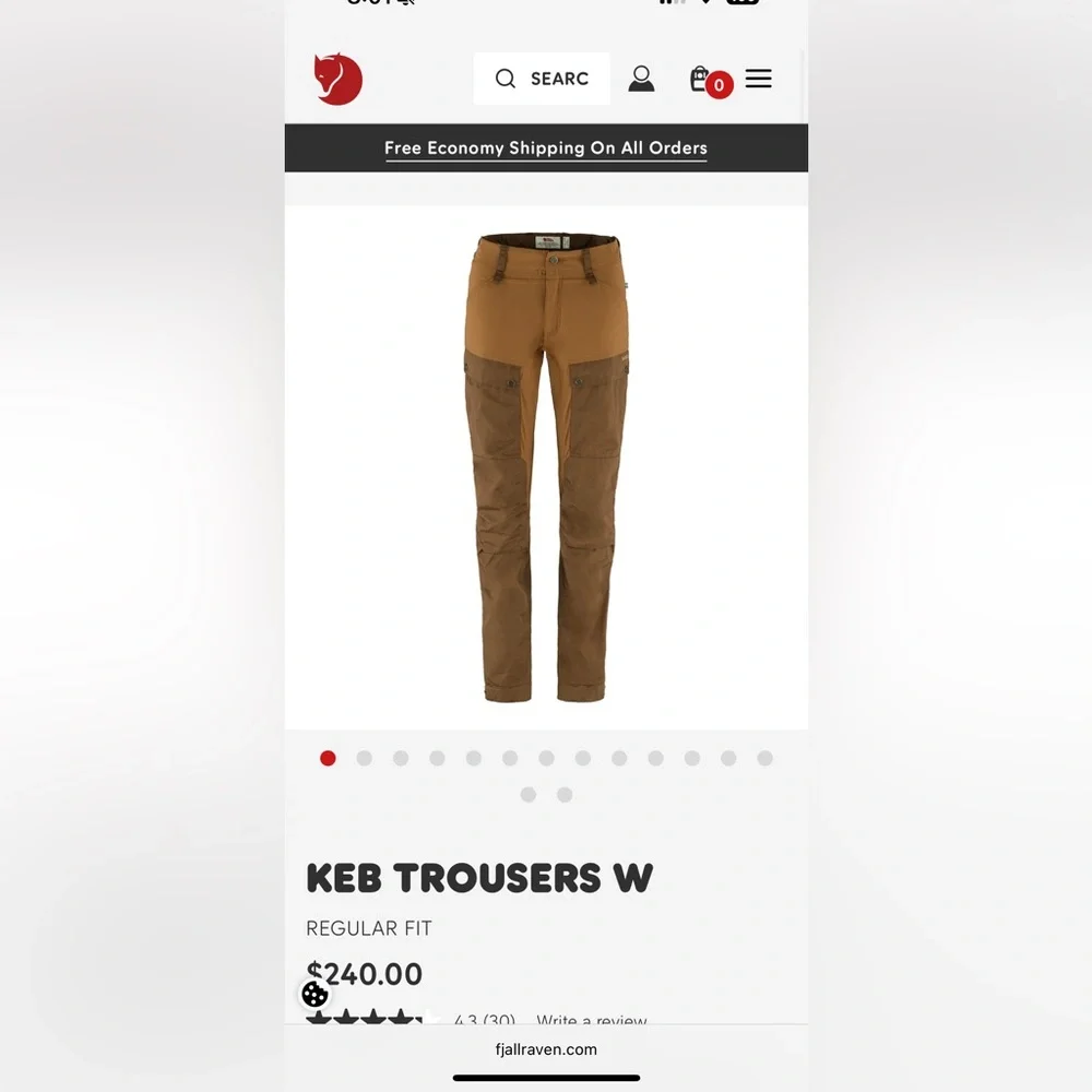 FJALLRAVEN WOMEN’S KEB TROUSERS US 34 TIMBER BROWN - Picture 7 of 9